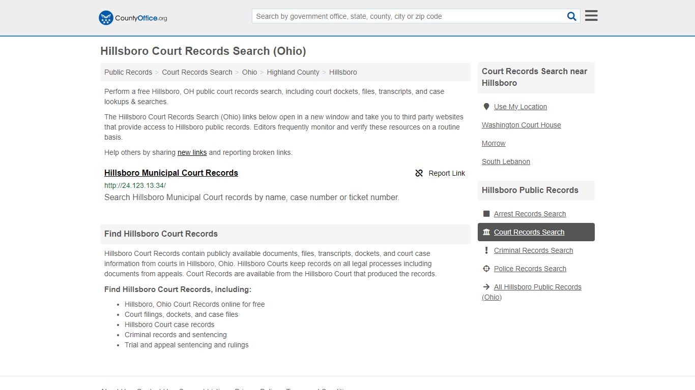Court Records Search - Hillsboro, OH (Adoptions, Criminal, Child ...